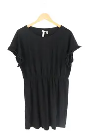 Vorschaubild 1 von H & M Damen Freizeitkleid Leinen Schwarz Gr. 38;M Rüschenärmel Casual