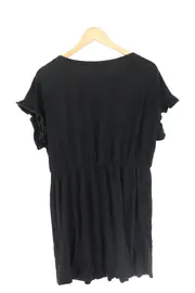 Vorschaubild 2 von H & M Damen Freizeitkleid Leinen Schwarz Gr. 38;M Rüschenärmel Casual