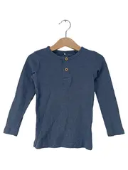 Vorschaubild 1 von Langarmshirt Henley Kinder Gr. 110 Blau Rippstrick Bio-Baumwolle