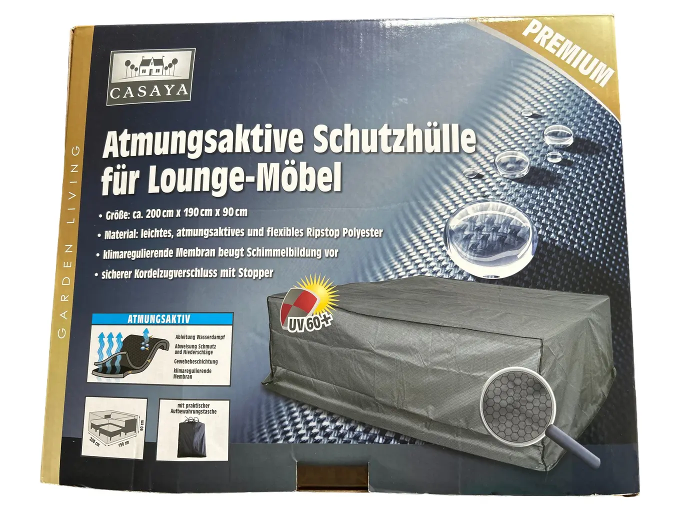 CASAYA Schutzhülle Lounge-Möbel Grau Polyester Outdoor Atmungsaktiv 200x190x90cm