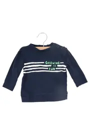 Vorschaubild 1 von Kinder Langarmshirt Gr. 50 Blau Casual Schriftzug GROWING IS FUN