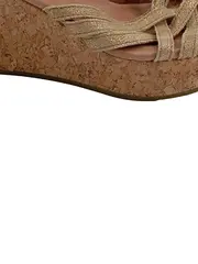 Vorschaubild 2 von Sandaletten Damen Gr. 39 Gold Modisch Keilabsatz Riemchensandalen