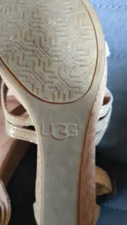Vorschaubild 5 von Sandaletten Damen Gr. 39 Gold Modisch Keilabsatz Riemchensandalen