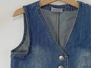Vorschaubild 4 von Mädchen Jeansweste Weste Gr. 128/134 Blau Denim Knöpfe