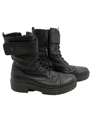 Vorschaubild 1 von Damen Combat Stiefel Schwarz Leder Gr. 42 Schnürung
