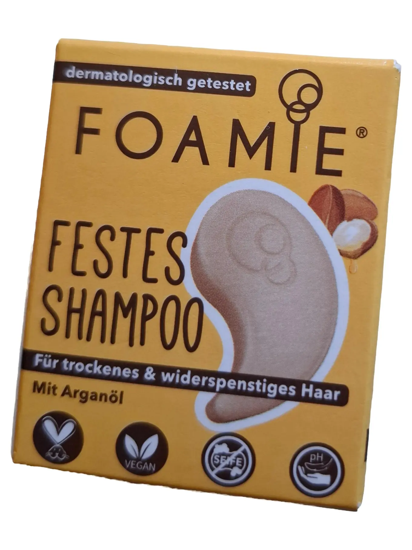FOAMIE Festes Shampoo mit Arganöl für trockenes & widerspenstiges Haar 80g