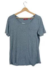 Vorschaubild 1 von Damen T-Shirt Gr. 40/L Blau Meliert mit Brusttasche Casual