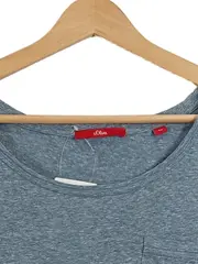 Vorschaubild 4 von Damen T-Shirt Gr. 40/L Blau Meliert mit Brusttasche Casual