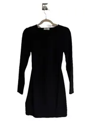 Vorschaubild 1 von Etuikleid Damen Gr. 38 Schwarz Casual Langarm Kleid
