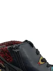 Vorschaubild 3 von Damen Stiefelette Gr. 36 Blau Rot Leder Schnürung Reißverschluss