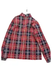 Vorschaubild 2 von Damen Strickjacke 36 S Kariert Rot Blau Modern Reißverschluss