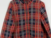 Vorschaubild 3 von Damen Strickjacke 36 S Kariert Rot Blau Modern Reißverschluss
