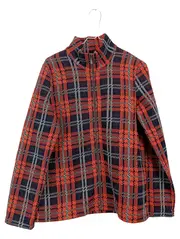 Vorschaubild 1 von Damen Strickjacke 36 S Kariert Rot Blau Modern Reißverschluss