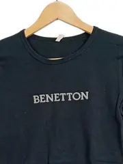 Vorschaubild 2 von BENETTON Damen T-Shirt Gr. 38 Schwarz Basic Logo-Print Kurzarm Shirt