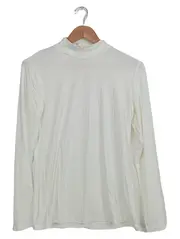 Vorschaubild 1 von Damen Langarmshirt Rollkragen Weiß Gr. 38 M Viskose Basic