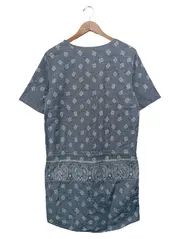 Vorschaubild 2 von Damen Blusenkleid Gr. 38/M Blau Baumwolle Bohemian Vintage