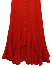 Vorschaubild 3 von Damen Sommerkleid Rot Gr. 36/S Casual Maxikleid mit Knöpfen