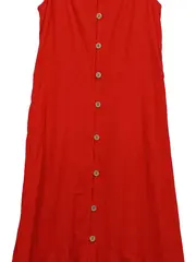 Vorschaubild 2 von Damen Sommerkleid Rot Gr. 36/S Casual Maxikleid mit Knöpfen