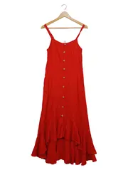 Vorschaubild 1 von Damen Sommerkleid Rot Gr. 36/S Casual Maxikleid mit Knöpfen