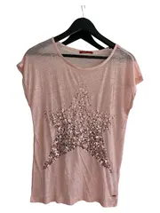 Vorschaubild 3 von EDC T-Shirt Damen Rosa Sterne Pailletten Gr. 36/S Baumwolle Freizeit