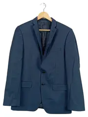 Vorschaubild 1 von Sakko Herren Gr. 48 Blau Slim Fit Wolle Business Blazer
