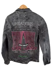 Vorschaubild 2 von Herren Jeansjacke Grau Streetwear Print Gr. M Denim