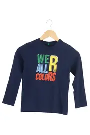 Vorschaubild 1 von Kinder Langarmshirt Gr. 128 Blau Schriftzug Casual