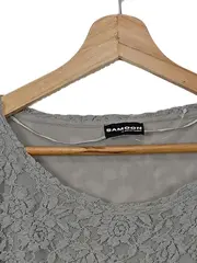 Vorschaubild 6 von Damen Bluse Spitze Langarm Grau Gr. 40/L Elegant