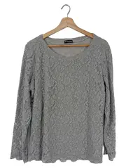 Vorschaubild 1 von Damen Bluse Spitze Langarm Grau Gr. 40/L Elegant