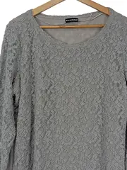 Vorschaubild 2 von Damen Bluse Spitze Langarm Grau Gr. 40/L Elegant
