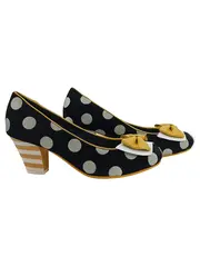 Vorschaubild 1 von Damen Pumps Gr. 39 Polka Dots Schleife Retro Schwarz Gelb