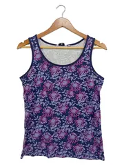 Vorschaubild 1 von Damen Tank Top Blumenmuster Blau Lila Gr. L Baumwolle