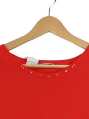 Vorschaubild 4 von Damen T-Shirt Rot Gr. 48/4XL Casual Kurzarm Strasssteine