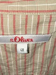 Vorschaubild 4 von Damen Bluse Gr. 40 L kariert beige rot Langarm Baumwolle