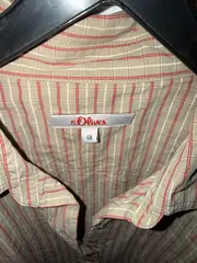 Vorschaubild 2 von Damen Bluse Gr. 40 L kariert beige rot Langarm Baumwolle