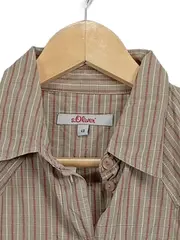 Vorschaubild 3 von Damen Bluse Gr. 40 L kariert beige rot Langarm Baumwolle