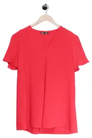 Vorschaubild 1 von Damen Freizeitkleid Rot Gr. 34/XS V-Ausschnitt Rüschen Casual Elegant