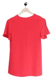 Vorschaubild 2 von Damen Freizeitkleid Rot Gr. 34/XS V-Ausschnitt Rüschen Casual Elegant