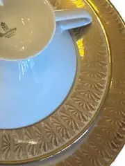 Vorschaubild 3 von Kaffeeservice 3-tlg Porzellan Gold Dekor Tasse Untertasse Teller
