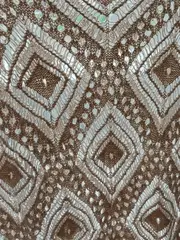 Vorschaubild 2 von BENETTON Damen Stricktop ärmellos Gr. 38/M Beige Lochmuster Baumwolle