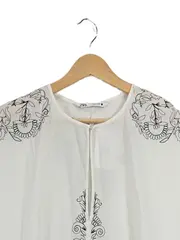 Vorschaubild 3 von Damen Sommerkleid Bohemian Stickerei Weiß Größe 40/L