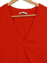 Vorschaubild 2 von Damen T-Shirt V-Ausschnitt Rot Gr. 36/S Casual Basic