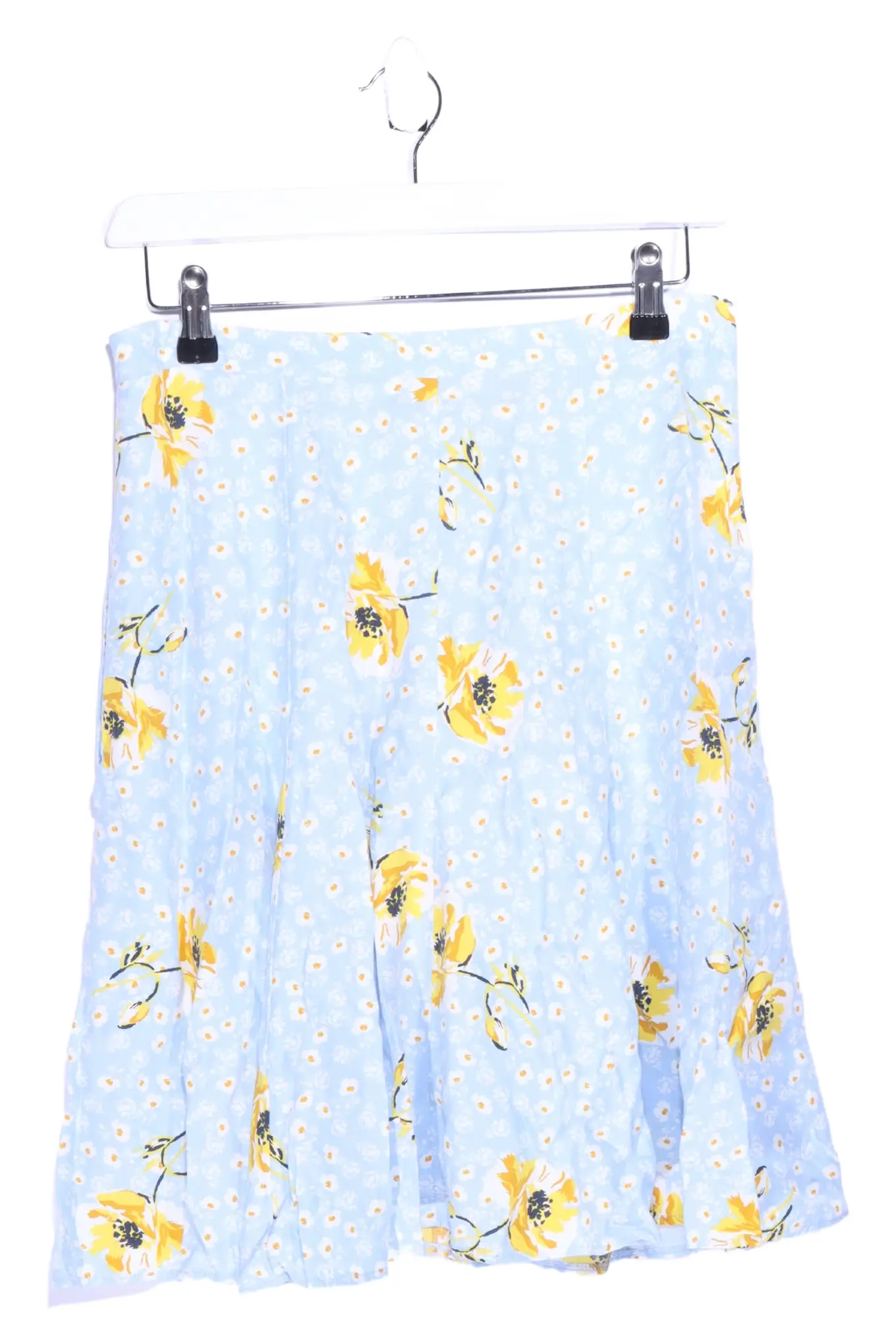 ESPRIT Faltenrock Blumenmuster Midirock Damen Gr. 38/M Blau Viskose