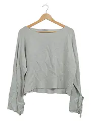 Vorschaubild 1 von Knit Damen Pullover Grau Rippstrick Gr. S Langarm Schleife