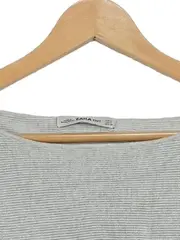 Vorschaubild 3 von Knit Damen Pullover Grau Rippstrick Gr. S Langarm Schleife