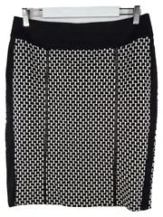 Vorschaubild 1 von Bleistiftrock Damen Gr. 40 Schwarz Geometrisch Business Midirock