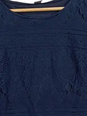 Vorschaubild 3 von Damen Spitzenbluse Gr. 36 S Blau Elegant Kurzarm