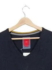 Vorschaubild 2 von Herren Pullover Basic V-Ausschnitt Uni Baumwolle Schwarz XL