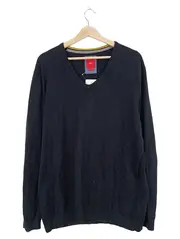 Vorschaubild 1 von Herren Pullover Basic V-Ausschnitt Uni Baumwolle Schwarz XL