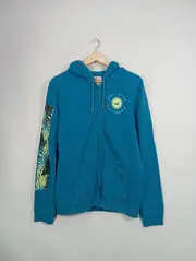 Vorschaubild 2 von Kapuzenpullover Herren L Türkis Logo Print Floral Freizeit